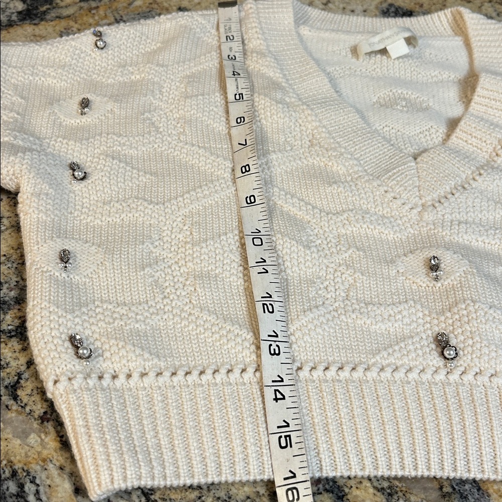 Jonathan Simkhai wool pearl rhinestone sweater - Picture 12 of 13